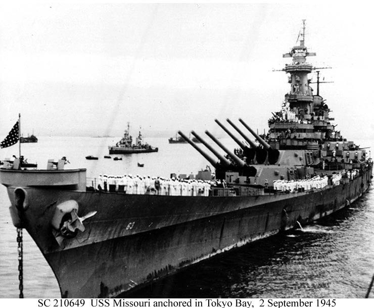 1945Sept2_USS Missouri anchored in Tokyo Bay